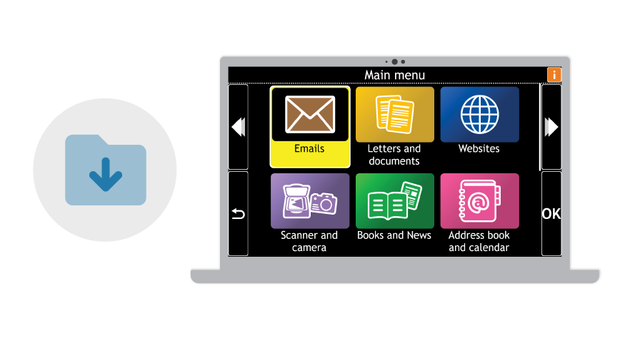 Download icon next to a GuideConnect laptop.