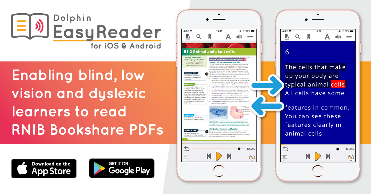 EasyReader is the easiest ways to read RNIB Bookshare PDFs