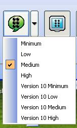 A screenshot of the new Braille verbosity button and pull down menu that show the Minimum, Low, Medium, High, Version 10 Minimum, Version 10 Low, Version 10 Medium and Version 10 High Verbosity schemes.